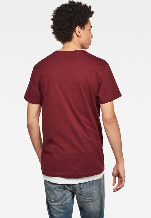 G-STAR - Rodis block round neck T-shirt - burgundy