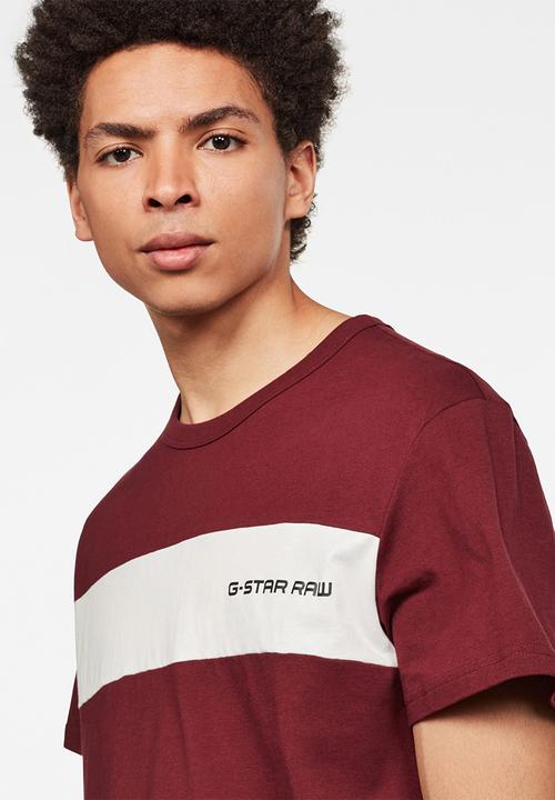 G-STAR - Rodis block round neck T-shirt - burgundy