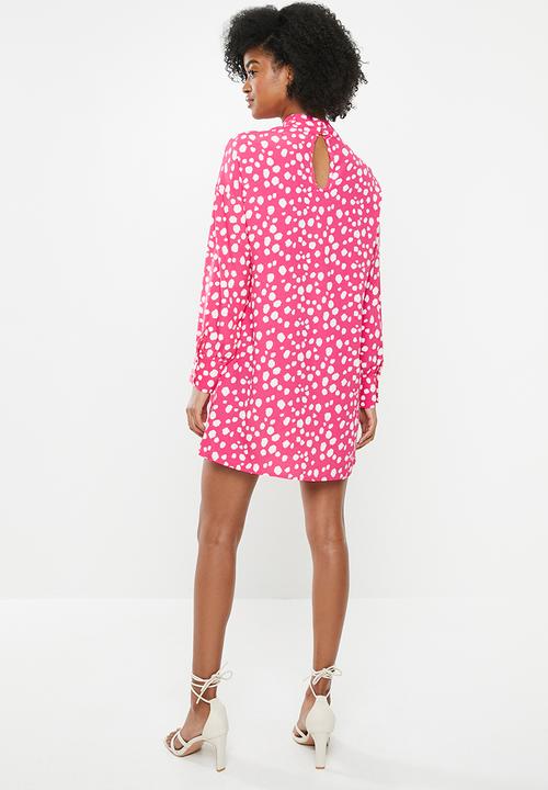 Glamorous - Spot leopard tunic - pink & white
