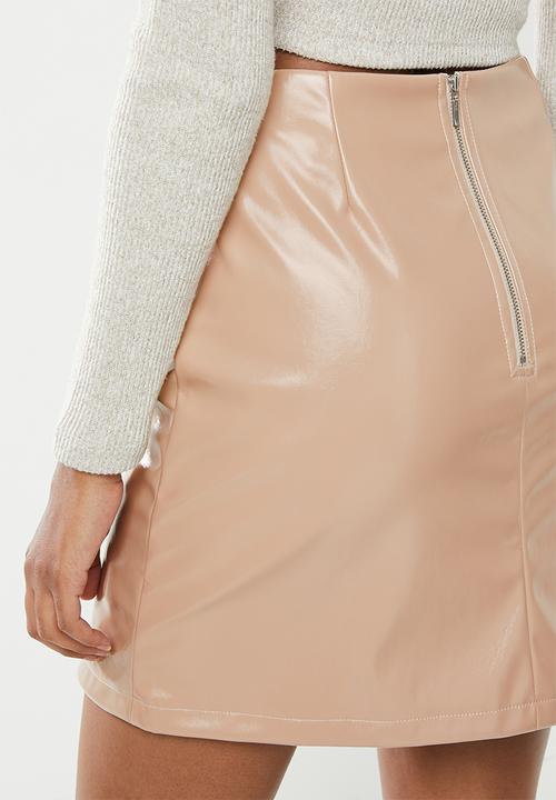 Blake - Vinyl pu skirt - beige