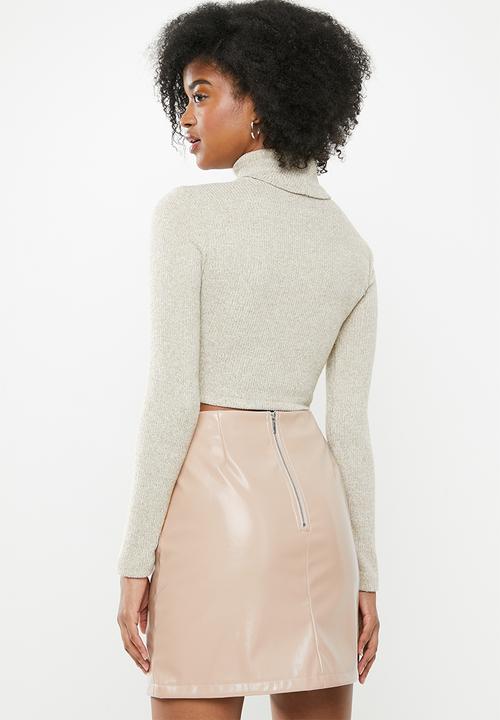 Blake - Knit cropped turtleneck - neutral
