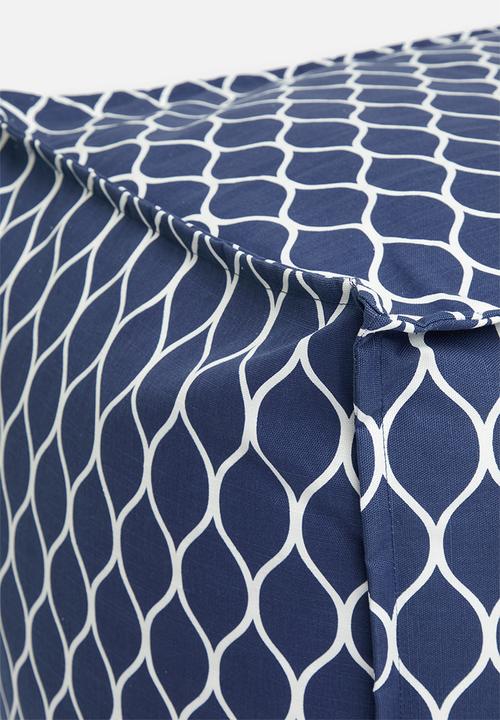 Sixth Floor - Twill ottoman square - navy lattice