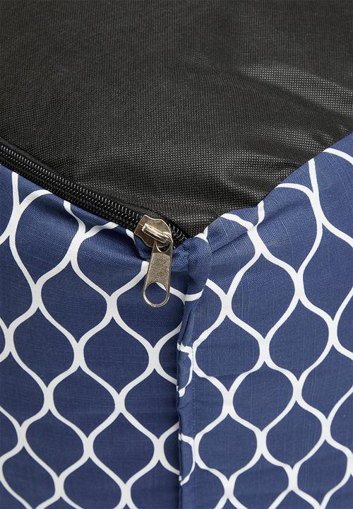 Sixth Floor - Twill ottoman square - navy lattice