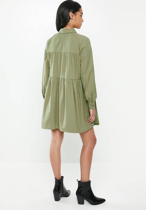 Glamorous - Petite button through babydoll - khaki