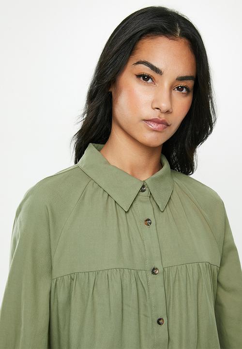 Glamorous - Petite button through babydoll - khaki