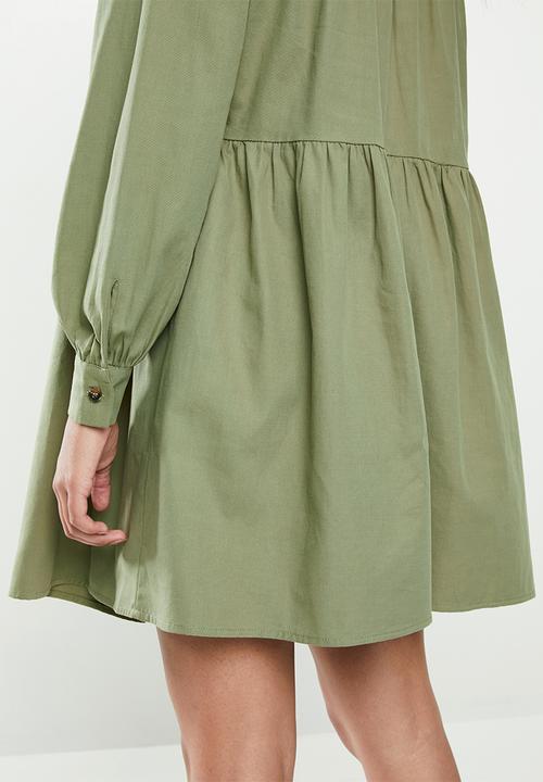 Glamorous - Petite button through babydoll - khaki
