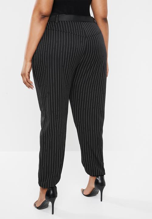 Missguided - Plus size stripe cargo trousers - black
