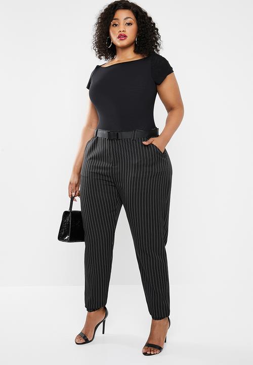 Missguided - Plus size stripe cargo trousers - black
