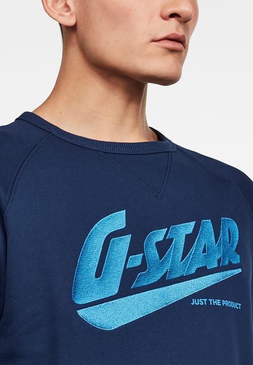 G-STAR - Fast raglan graphic sweater - navy