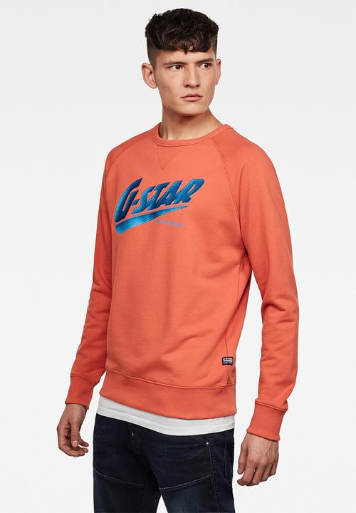 G-STAR - Fast raglan graphic sweater - coral