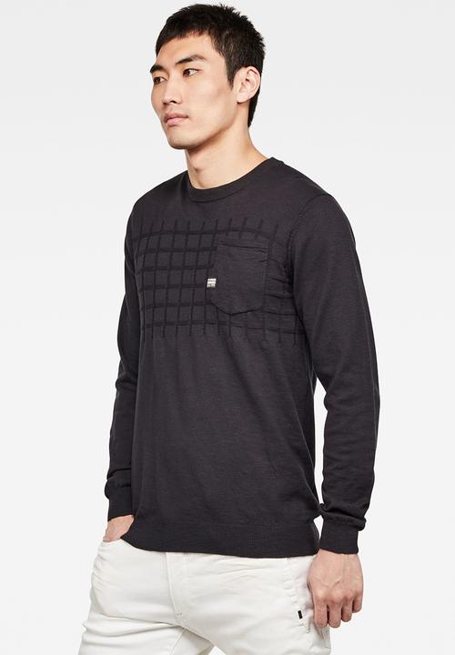G-STAR - Basic chest pocket knit - charcoal