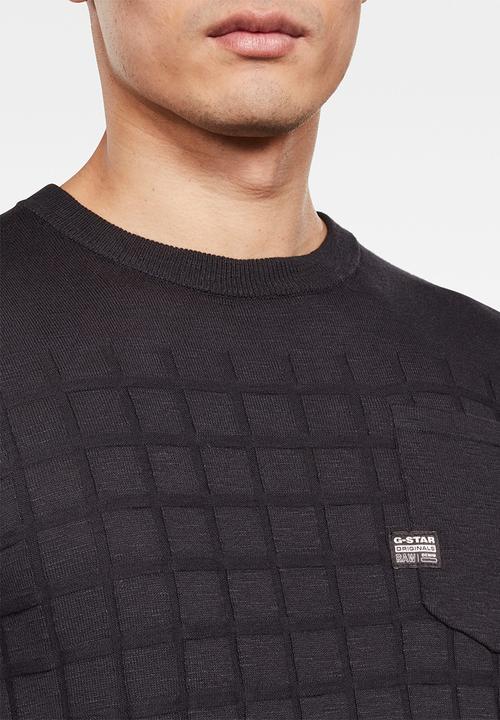G-STAR - Basic chest pocket knit - charcoal