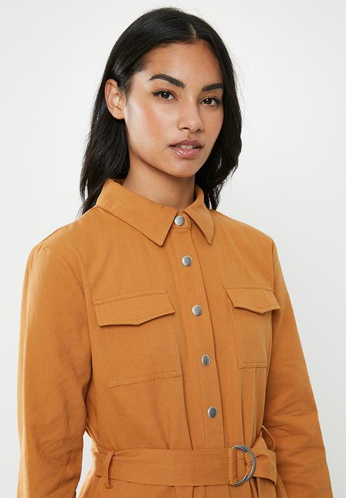 Glamorous - Petite ginger military jumpsuit - orange 