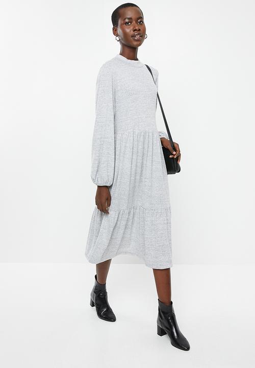 MILLA - Knit tiered midi dress - grey