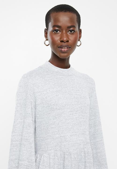 MILLA - Knit tiered midi dress - grey