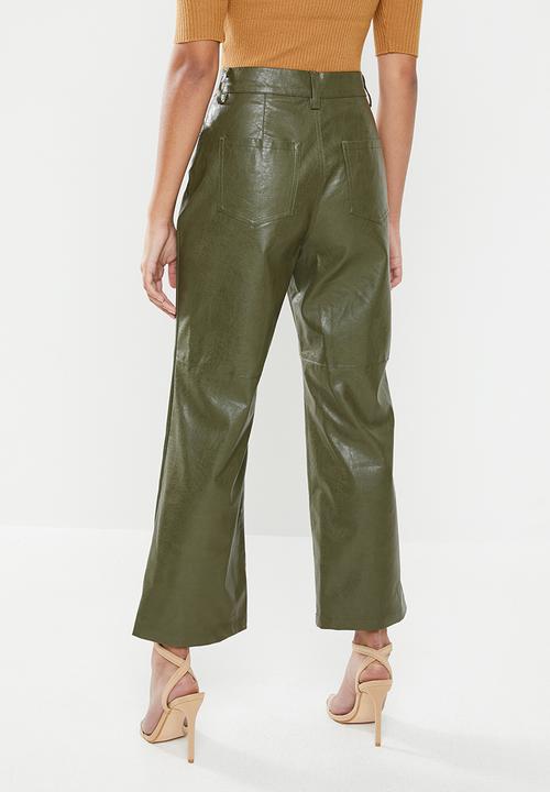 Glamorous - Petite PU crop trouser - khaki