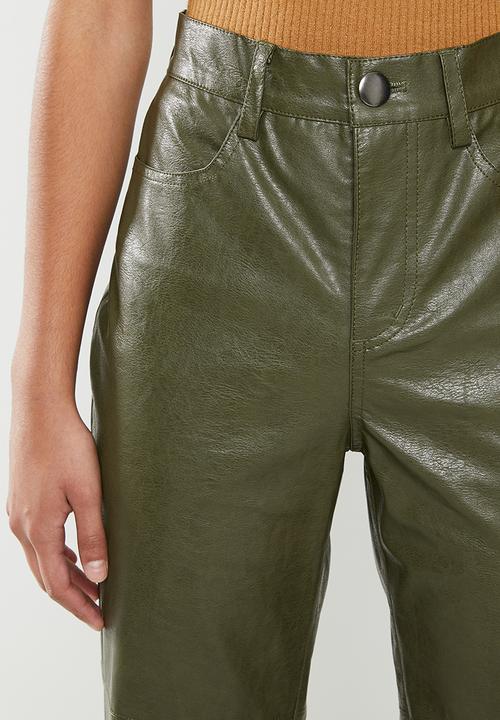 Glamorous - Petite PU crop trouser - khaki