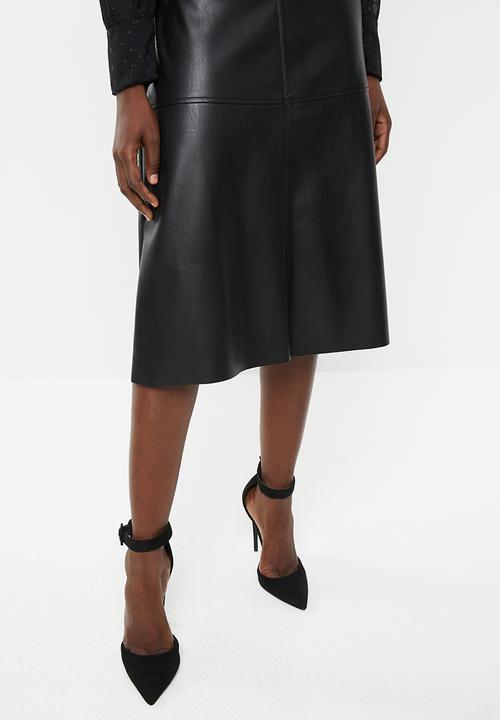 MILLA - Pu a-line midi skirt - black