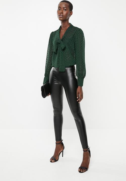 Blake - Pu leather pant - black