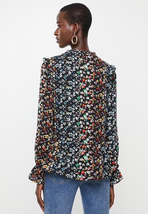 ONLY - Ella long sleeve top - black floral