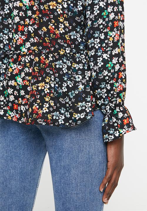 ONLY - Ella long sleeve top - black floral