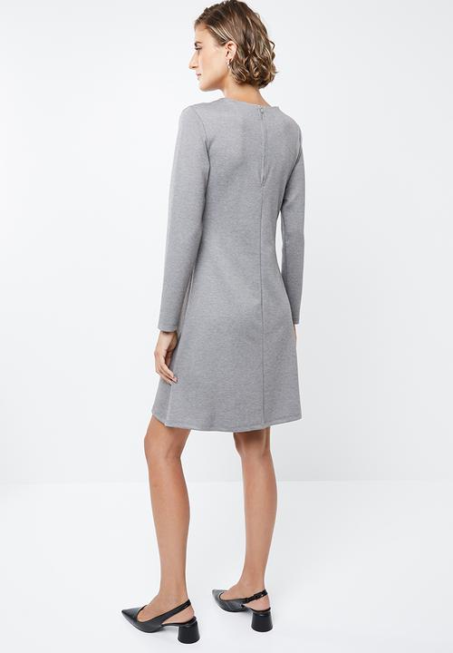edit - Knit panel swing dress - grey