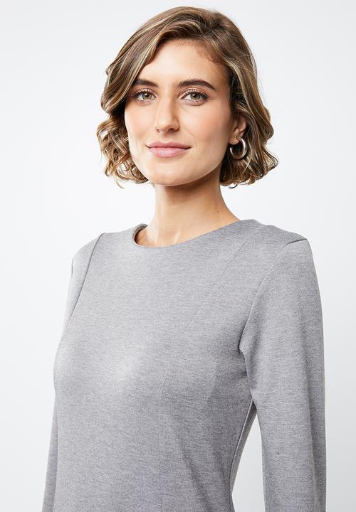 edit - Knit panel swing dress - grey