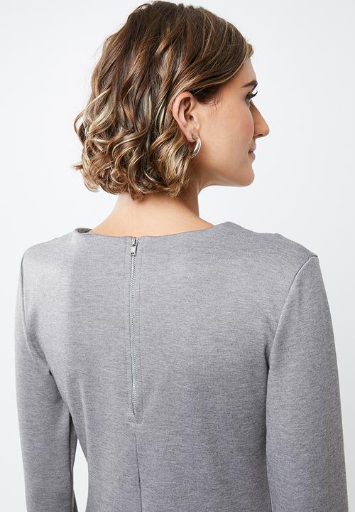 edit - Knit panel swing dress - grey