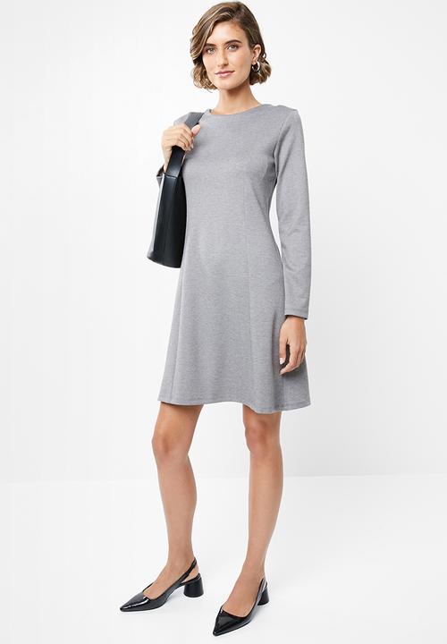 edit - Knit panel swing dress - grey