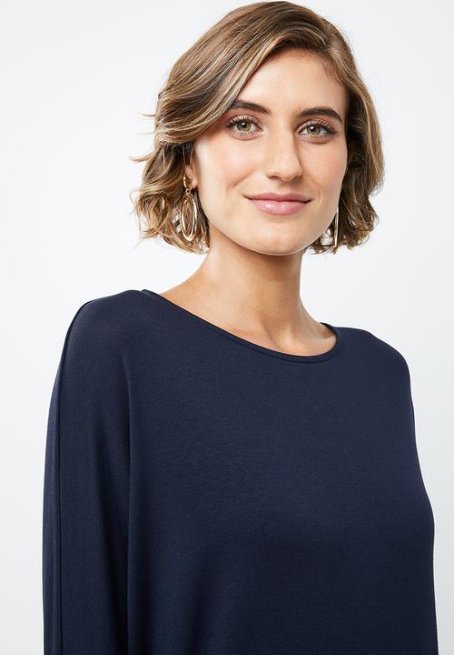 edit - Drapey knit dress - navy
