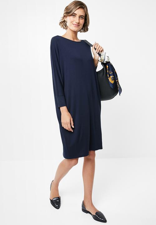 edit - Drapey knit dress - navy