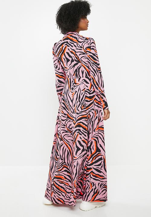 Glamorous - High neck zebra maxi dress - multi 