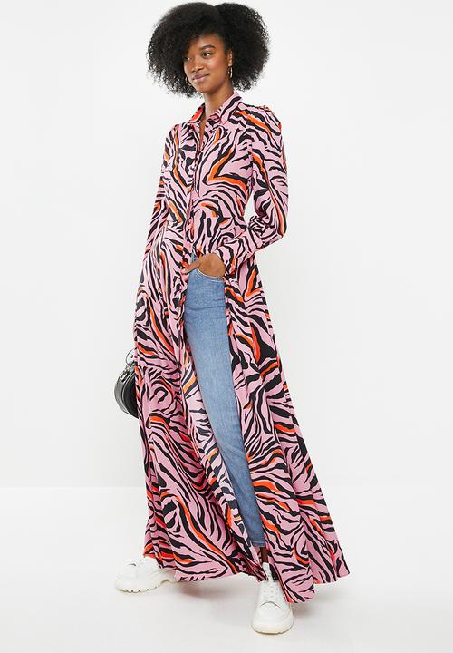 Glamorous - High neck zebra maxi dress - multi 