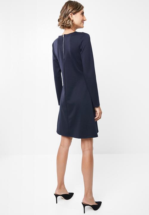 edit - Knit panel swing dress - navy