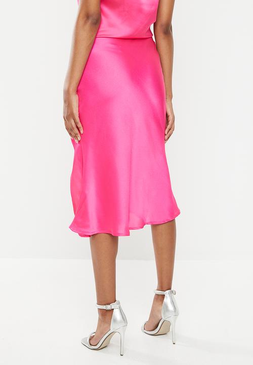 Glamorous - Side button sateen skirt - hot pink