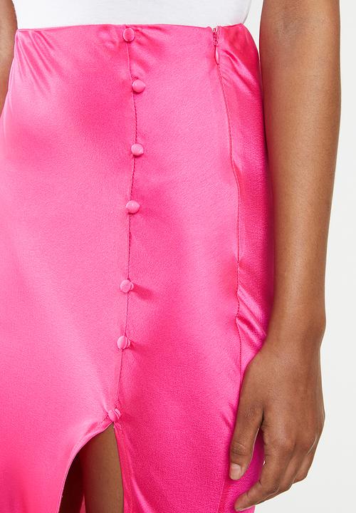 Glamorous - Side button sateen skirt - hot pink