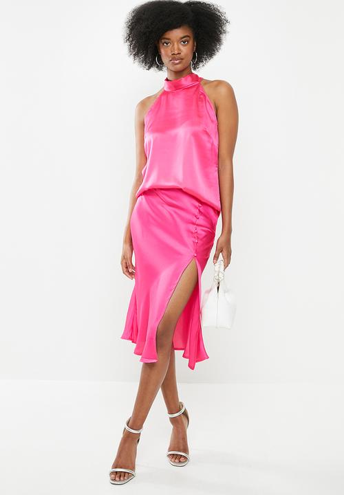 Glamorous - Side button sateen skirt - hot pink