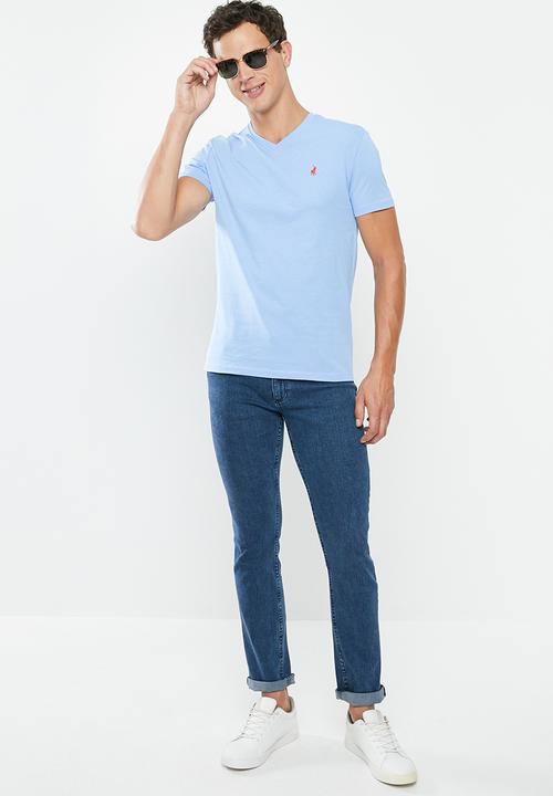 POLO - Michael plain vee neck - light blue