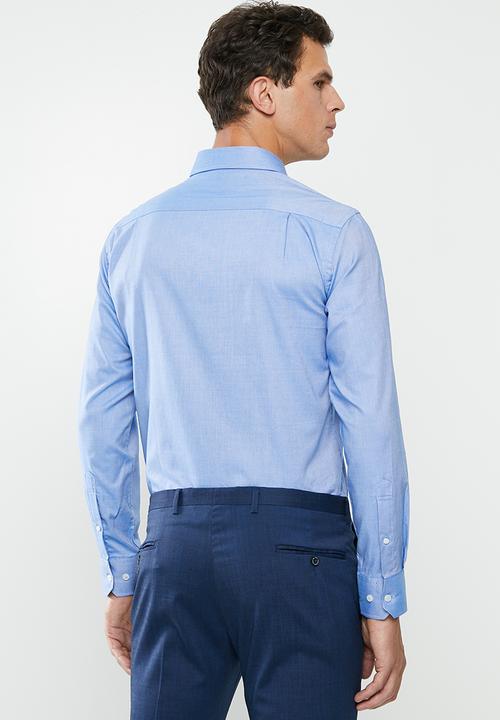 POLO - Ayden plain oxford signature long sleeve shirt - blue