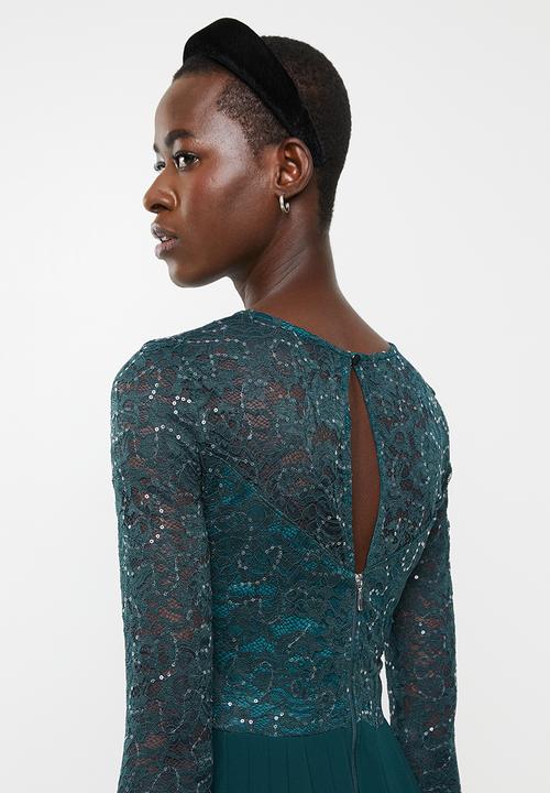 MILLA - Lace pleated dress - teal