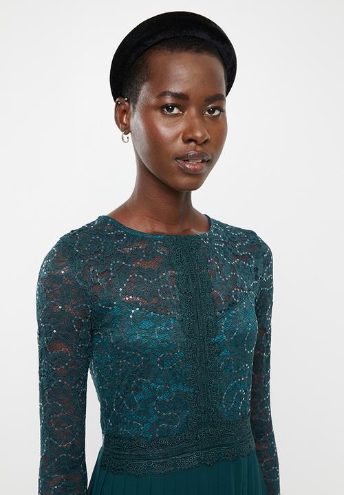 MILLA - Lace pleated dress - teal