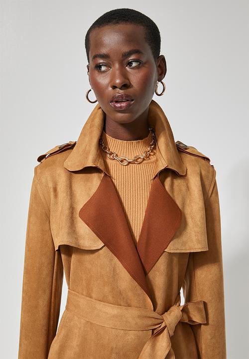Superbalist - Suedette trench - camel 