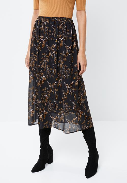 edit - Chiffon floral midi skirt - multi