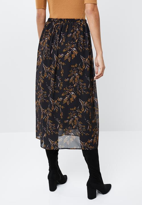 edit - Chiffon floral midi skirt - multi
