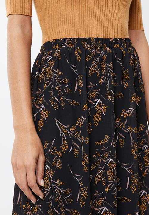 edit - Chiffon floral midi skirt - multi