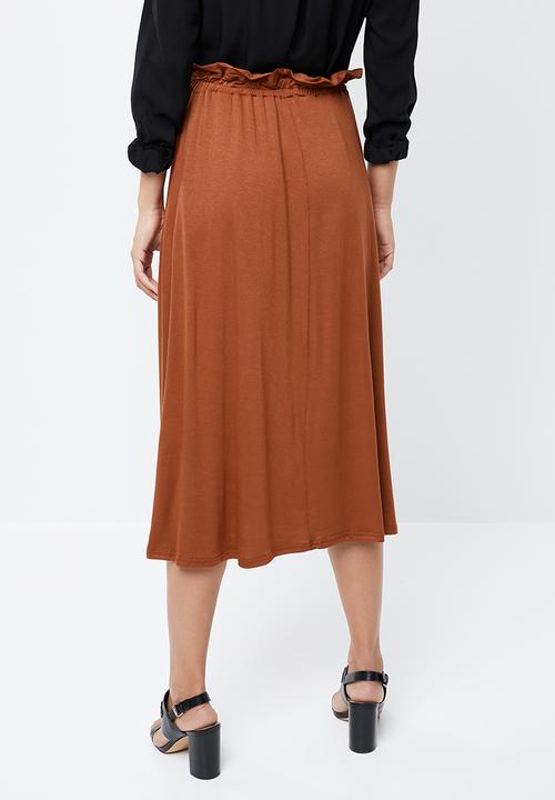 edit - Pull on knit midi skirt - rust