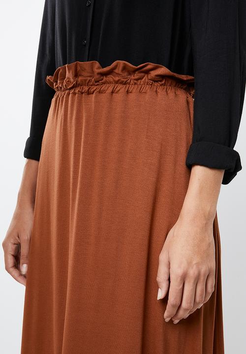 edit - Pull on knit midi skirt - rust