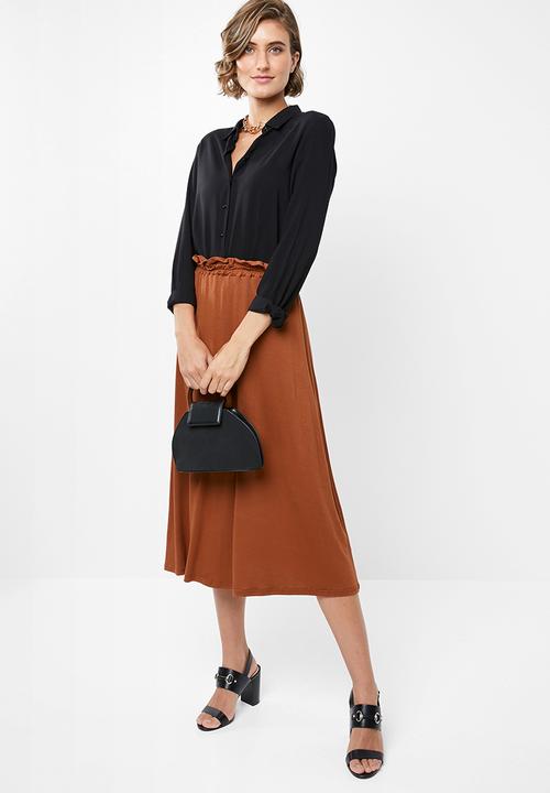 edit - Pull on knit midi skirt - rust