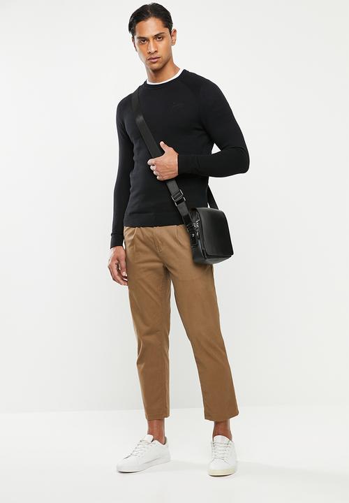 Superdry. - Orange label cotton crew sweater - black