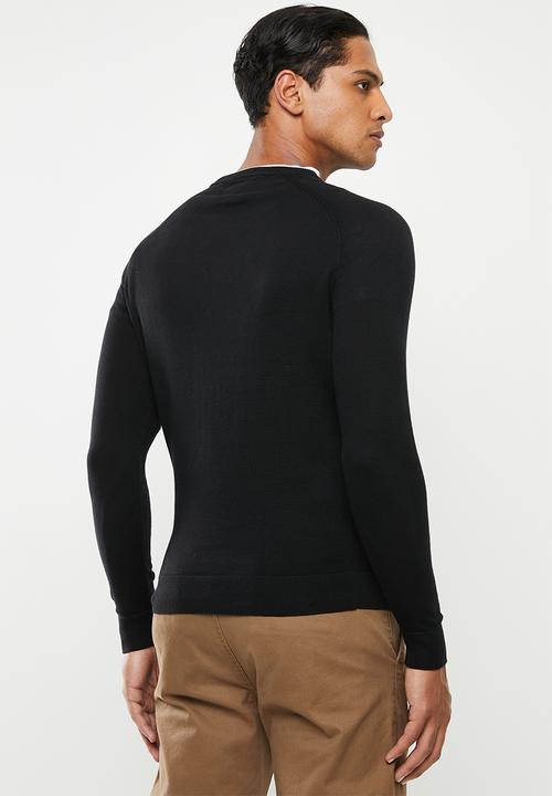 Superdry. - Orange label cotton crew sweater - black